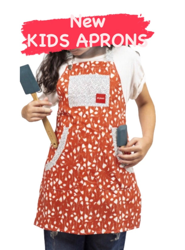 Apron KIDS Red w/Tulips