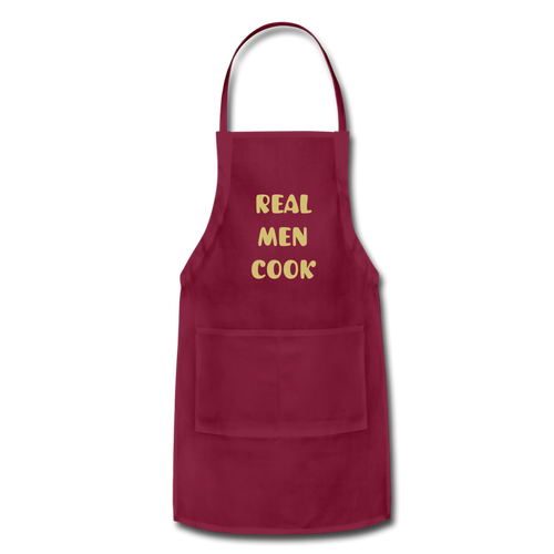 Adjustable Apron REAL MEN COOK - burgundy