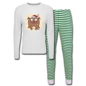 Unisex Pajama Set - white/green stripe