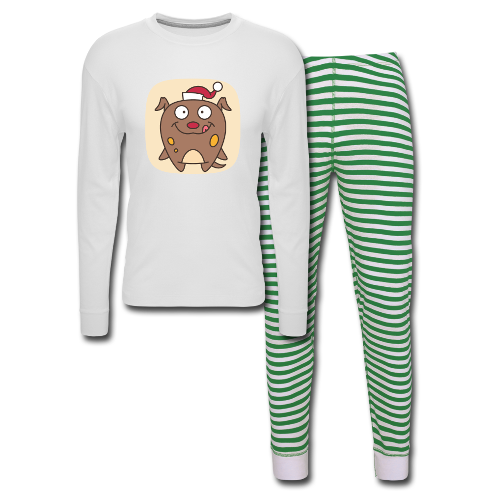 Unisex Pajama Set - white/green stripe