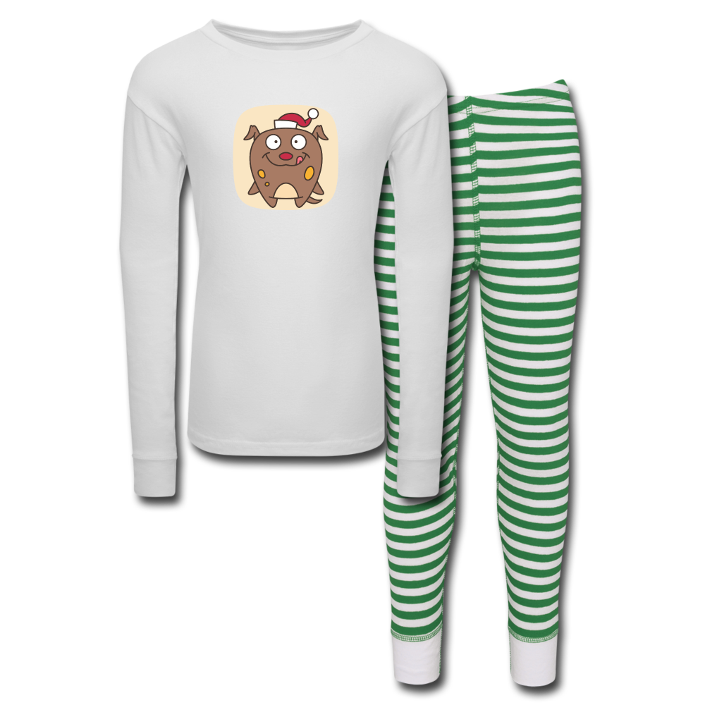 Kids’ Pajama Set - white/green stripe