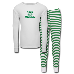 BEST GUY AROUND Kids’ Pajama Set - white/green stripe