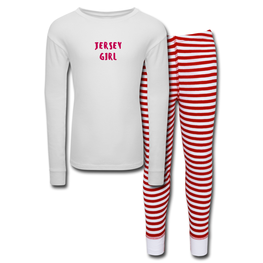 Kids’ Pajama Set JERSEY GIRL - white/red stripe