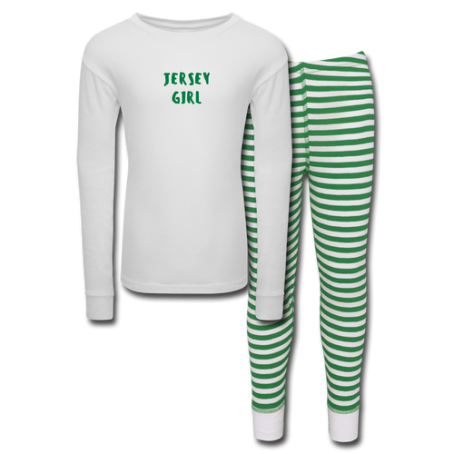 Kids’ Pajama Set JERSEY GIRL - white/green stripe