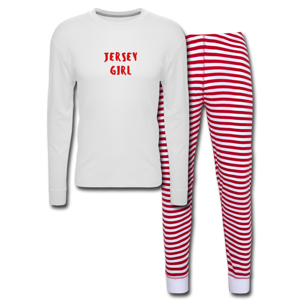 Women's Pajama Set JERSEY GIRL - white/red stripe