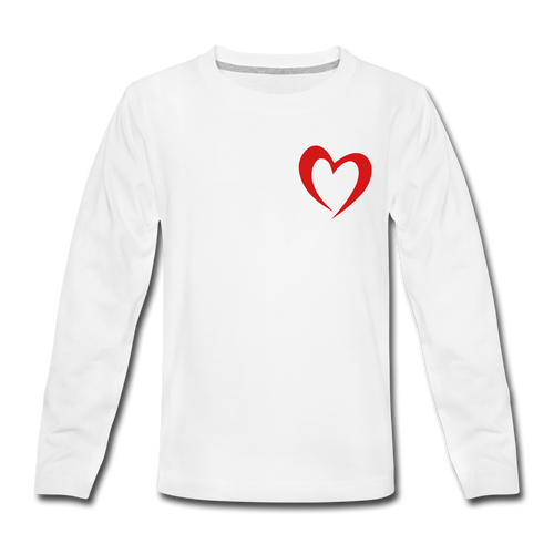 LOVE HEART Kids' Premium Long Sleeve T-Shirt - white