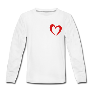 LOVE HEART Kids' Premium Long Sleeve T-Shirt - white