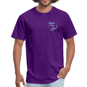 Customized Unisex Classic T-Shirt SHOSHI CAFE (light blue logo) - purple