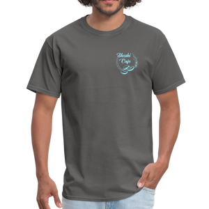 Customized Unisex Classic T-Shirt SHOSHI CAFE (light blue logo) - charcoal