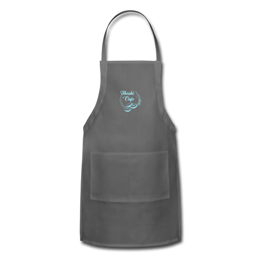 Customized Apron SHOSHI CAFE (light blue logo) - charcoal