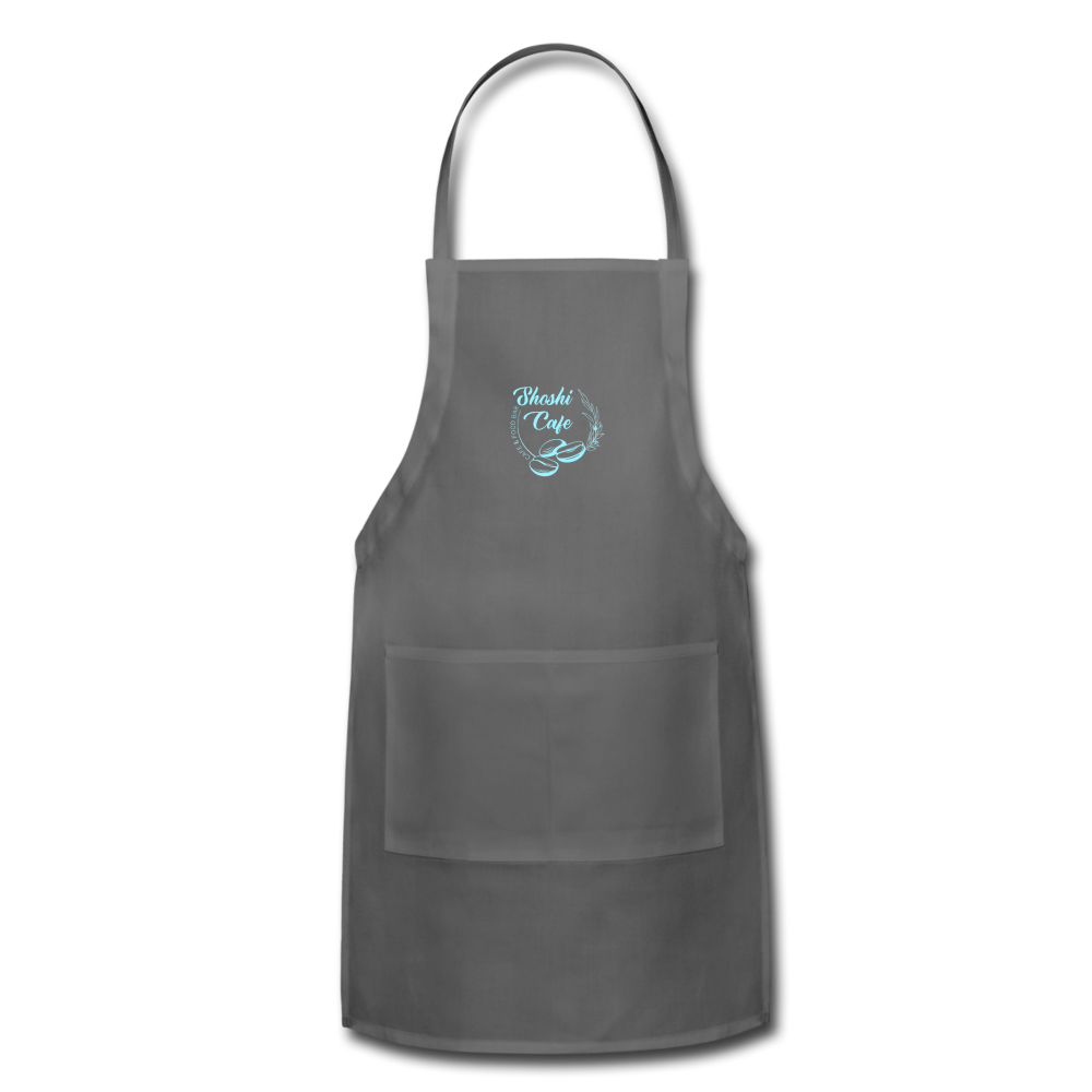 Customized Apron SHOSHI CAFE (light blue logo) - charcoal