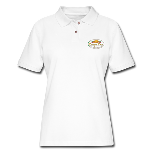 Customized Women's Pique Polo Shirt LASAGNA LOCA - white