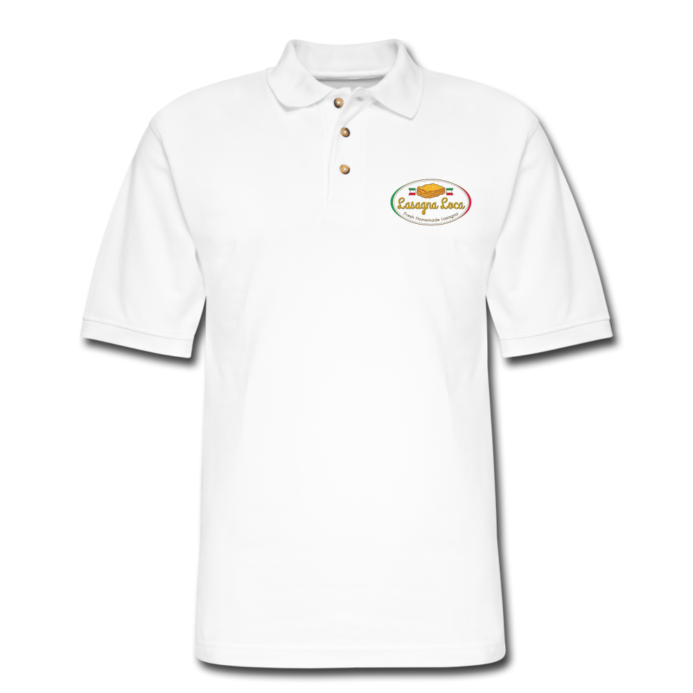 Customized Men's Pique Polo Shirt LASAGNA LOCA - white