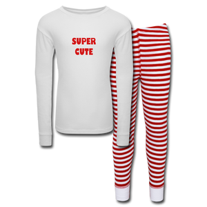 Toddlers' Pajama Set SUPER CUTE - white/red stripe